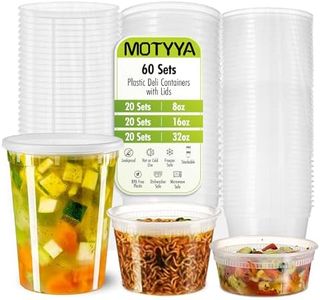 MOTYYA Deli Containers with Leakproof Lids-60 Sets [20sets-8oz, 20sets-16oz, 20sets-32oz] BPA-Free Plastic Microwaveable Clear Food Storage Container Premium Heavy-Duty, Freezer & Dishwasher Safe