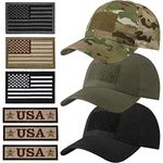 Military Patch Hat Tactical Army Hats USA Flag Operator Cap for Men (Camo, Black, Army Green,3 Pieces)