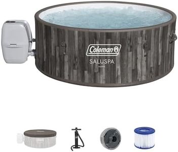 Bestway Coleman Napa AirJet 5 to 7 Person Inflatable Hot Tub Round Portable Outdoor Spa with 180 AirJets and EnergySense Energy Saving Cover, Brown