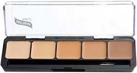 Graftobian HD Glamour Crème Foundation Palette (Warm #3) - High Definition 5 Color Makeup Palette, Cream Based Foundation Concealer and Contour Palette, Full Coverage - Medium/Dark Warm Skin Shades