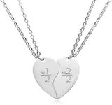 Easyski Best Friends Chains BFF Necklace 2 3 Cute Cartoon Split Heart Matching Friendship Necklaces Gifts for 2 3 Women Teen Boys Girls BFF Sister., Small, Stainless Steel, No Gemstone