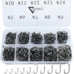 Drasry Fishing Hooks Set Bait Small Jig Hook for Saltwater Freshwater High Carbon Steel Fish Kit - Black 500Pcs - 5 to 14