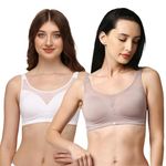 SOIE Women Full Coverage Padded Non Wired Lace Detail Cami Bra Combo (Pack of 2)