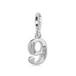 FGT Lucky Number 9 Nine 9th Charm Compatible with Pandora Charms Bracelets Women Girls Daughter Sisters Wife Anniversary Family Birthday