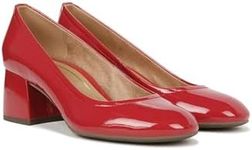 Vionic Women's Pump Heel Sandal Carmel Shoes with Arch Support, Red Crinkle Patent, 5