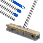 NEWOOTH Deck Brush, 65 inch Stainless Steel Wire Pool Brush for Concrete and Gunite Pools, Rough Surface Scrub Brush with Long Handle for Scrubbing Stains on Patio, Garage, Walkways, Grout