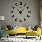 Timelike 3D DIY Wall Clock 1M Modern Frameless Large 3D DIY Wall Clock Kit Decoration Home for Living Room Bedroom (Black-Black)