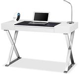 Centurion Supports ADONIS Gloss White and Chrome Ergonomic Home Office Luxury Computer Desk