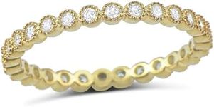 Yellow Gold Tone Sterling Silver Simulated Diamond Stackable Eternity Ring - Size 5