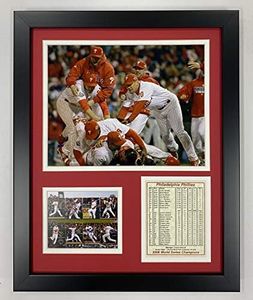 Legends Never Die Philadelphia Phillies 2008 MLB World Series Champs Collectible | Framed Photo Collage Wall Art Decor - 12"x15", Model: 11369U Black