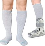 LORVVDE Cam Walker Walking Boot Socks Replacement Sock Liner for Orthopedic Boot Brace, Tube Socks for Air Cam Walkers and Fracture Boot Cast Cover Socks Grey 2 Pairs