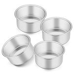 Homikit 4 Inch Cake Tin, Stainless Steel Round Cake Tin Mould Set of 4, Christmas Birthday Wedding Mini Cake Baking Pan Bakeware Set, Healthy & Sturdy, One Piece Design, Dishwasher Safe