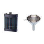 Premier Housewares Tartan Hip Flask, 8 oz - Green & KitchenCraft Stainless Steel Mini Kitchen/Hip Flask Funnel, 5.5 cm (2")