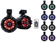 Rockville Pair WB50KLS Black 5.25" 250w Metal Marine Wakeboard LED Tower Speakers