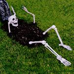 Prextex Halloween Decoration 5PCS Graveyard Skeleton Head, Arms, and Legs Set | Scary Groundbreaking Skeleton Decor for Garden Outdoor Halloween Decor and Haunted House (Securing Stakes Included)