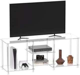 Eglaf Acrylic 55 Inch TV Stand - 3-Tier Entertainment Center - Clear TV Console Table with Open Storage Shelves, for Living Room, Bedroom - 55.1'' L x 15.7'' W x 22.4'' H, (TVs up to 60 Inch)