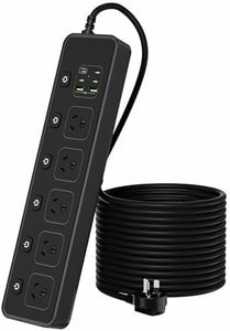 Power Board Independent Switch Surge Protector, Power Strip 5 Widely Outlets and 6 USB Ports(4 USB C Outlets) with PD30W Super Fast Charging, 1.8M Extension Cord, Wall Mount for Home Office Dorm Black