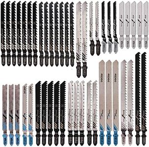 48pcs Jigsaw Blades, Contractor Assorted T Shank Jig Saw Blades Set, Multi-Purpose HCS/HSS Saw Blades for Wood, Plastic, Metal Cutting