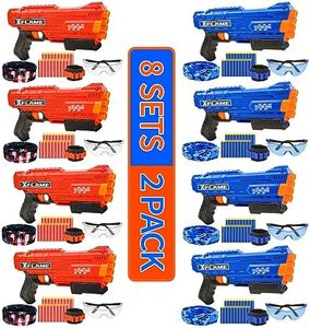 Banvih 8 Big Gun Set for Nerf Party Supplies and Favors, Suitable for Boys Birthday Bulk Nerf War Party Pack Bundle - Equipped: 8 Big Blasters, Goggles, Masks, Wristbands, 160 Foam Darts