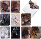 The Best Card Company - 20 Assorted Blank All Occasions Notes Box Set 4 x 5.12 Inch with Envelopes (10 Designs, 2 Each) - Flying Horses AM10314OCB-B2x10