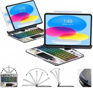 Keyboard Case for iPad A16 11/10th Gen 360° Rotatable Magnetic,White | 180° Flip,7-Color RGB Backlight,Multi-Touch Trackpad,Stylus Holder&Battery Indicator—Work,Study,Travel,Creation,Painting