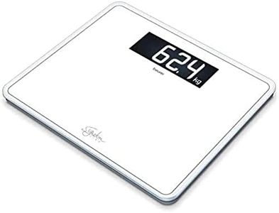 Beurer GS 410 White Signature Line Glass/Bathroom Scales with Extra Large Tread Surface Made of Super White Safety Glass, Stylish Black Display in XXL Format and Load Capacity up to 200 kg