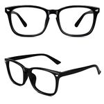 Happy Store CN82 Large Oversized Bold Frame UV 400 Clear Lens Horn Rimmed Glasses,Glossy Black