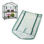 Zerodis Small Greenhouse for Outdoors Greenhouse Replacement Cover Transparent Green House PVC Mini Plant Cover for 2 Tier Shelves 69x49x92cm