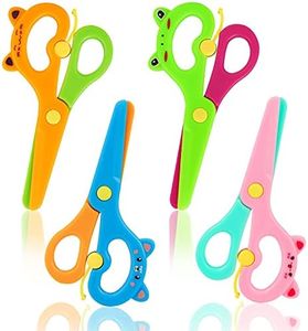 LOVESTOWN Plastic Scissors for Kids, 4 PCS Pre-School Training Scissors Children Safety Scissors Toddler Scissors Age 3 for Toddler Arts and Crafts