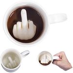 CTTPEG Ceramic Middle Finger Coffee Cup,Middle Finger Coffee Mug with 3D Funny Middle Finger Inside for Best April Fool's Day, Valentine's Day, Birthday Gift