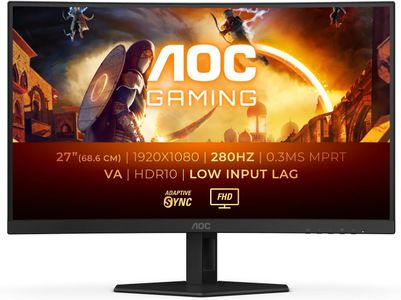 AOC 27" Curved Gaming Monitor – FHD, 280Hz, 1ms, HDR10, FreeSync, Black/Gray