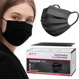 GTT 500PCS ASTM Level 3 Highly Protective 3 Layer Face Mask with Ear Loops Black(Individual Packaging)
