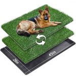 LOOBANI 45in x29in Large Dog Grass Porch Potty Tray, 2 Packs Replacement Artificial Grass Puppy Training Pads, Quickly Absorbency Portable Dog Patio Potty for Balcony Apartment Use