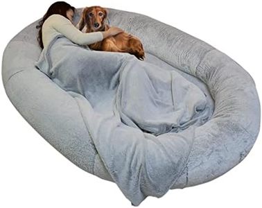 Human Dog Bed with Blanket,72 * 48 * 12inch Large Dog Bed Human Extra Size Bean Bag Bed,Giant Dog beds for Humans People to Sleep on (Grey)