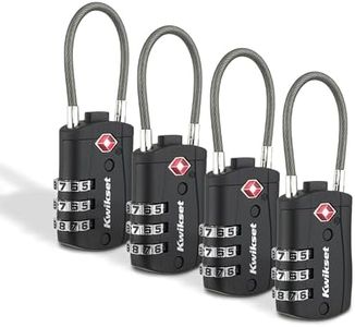 Kwikset TSA Approved Combination Luggage Lock with Cable, 4-Pack, Black