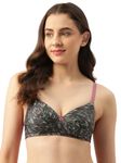 LEADING LADY Women's Purple Graphic Print Lightly Padded T-Shirt Bra