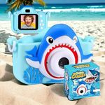 Bluedeal Camera Toys with Silicone Cover | Video Game Camera Toy for Kids | HD Digital Video Camera for 3-12 Years Old Childs Boys Girls | Digital Mini Camera (Shark Blue Camera)