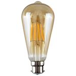 Pack of 3 - Vintage Style LED Technology 4w BC B22 Unique Designer Style Amber Tinted Squirrel Cage Steampunk Light Bulbs [2700K Warm White]