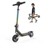 Kid Electric Scooter, Teenage Kickscooter Toy Gift For Ages 6 To 12 Years Adjustable Height Folding Ride With 150W Motor 21.6V Battery 6.5Inch Solid Wheel Max 10mph 70kg Load, Black