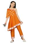 Jwalin Girl's Taffeta kurta And Pant Suit Sets (JWGSET00099 ORG 28_Orange_7-8 Yrs)