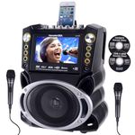 Karaoke USA GF844 Complete Karaoke System with 2 Microphones, Remote Control, 7” Color Screen, LED Lights - Works with DVD, Bluetooth, CD, MP3 and All Devices