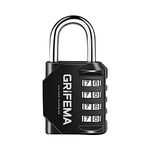 GRIFEMA Combination Padlocks with 4 Digit Code, Locker Padlock Outdoor Heavy Duty Weatherproof for School Gym Locker cabinet, Garage, Gate, Shed GA1001-1 (1 PACK), Black