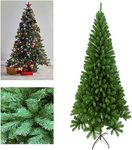 Wheels N Bits Christmas Tree Artificial 6 ft 550 tip Narrow bottom Spruce Pine with Stand Xmas PVC Green