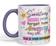 Vixar Sometimes Amazing People Forgot... Coloured Ceramic Mug Cup Gift 330ml 11oz Work Office Tea Coffee Gift (Purple)