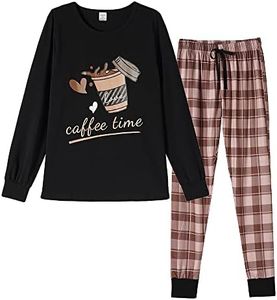 VENTELAN Women Pajamas Cute Christmas Sleepwear Plus Size Comfy Loungewear Set Long Sleeve Night Suits,S