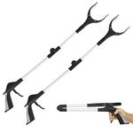 Vive 2-Pack Folding Reacher Grabber with 32 Extra Inches - Extender Tool with Rotating Jaw - Heavy Duty Mobility Grip Hand Aid -Trash Litter Picker, Garbage Garden Nabber, Disabled Handicap Arm