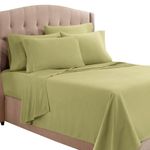 Clara Clark Premier 1800 Collection 6pc Bed Sheet Set with Extra Pillowcases - King, Sage Olive Green