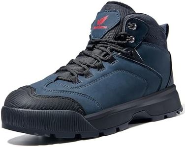 Wondamo Men's Waterproof Snow Boots Insulated Toe Cap Cold Weather Shoes Non-slip Lightweight Winter Boots, Navy Blue/Black, 9 US