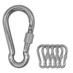 Outmate 304 Stainless Steel Carabiners -3.15 inch Heavy Duty, Durable & Rust-Free Clips for Gym, Swing, Dog Leashes, Hammocks, Keychains, and More(304,M8S with Screw,Pack of 6)