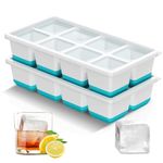 VEHHE Ice Cube Tray, 2 Pack Reusable Large Ice Cube Molds, Ice Cube Trays for Freezer with Lid, Easy Release Ice Tray for Drinks, Whiskey, Cocktails